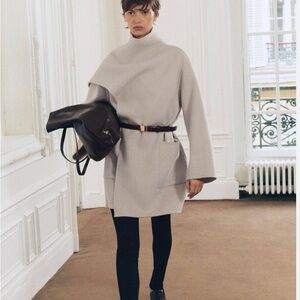 Zara Wool Blend Scarf Coat ZW Collection